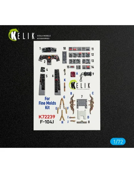 F-104J - interior 3D decals for Fine Molds kit, 1/72 - Kelik K72239