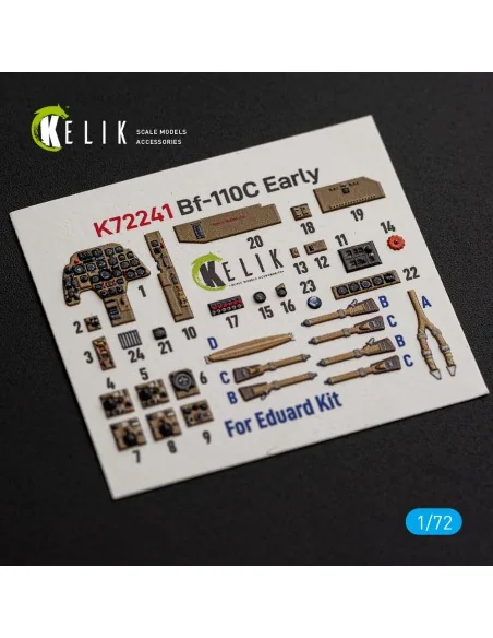 Bf-110C Early - interior 3D decals for Eduard, 1/72 - Kelik K72241