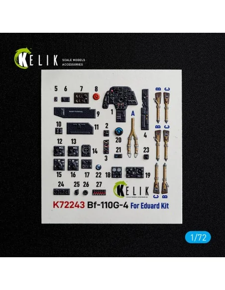 Bf-110G-4- interior 3D decals for Eduard, 1/72 - Kelik K72243