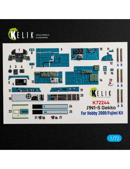 J1N1-S Gekko - interior 3D decals for Fujimi / Hobby 2000, 1/72 - K...