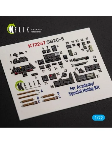 SB2C-5 - interior 3D decals for Academy / Special Hobby, 1/72 - Kel...