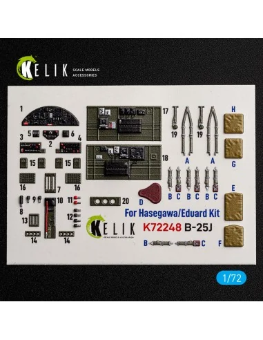 B-25J - interior 3D decals for Eduard, 1/72 - Kelik K72248