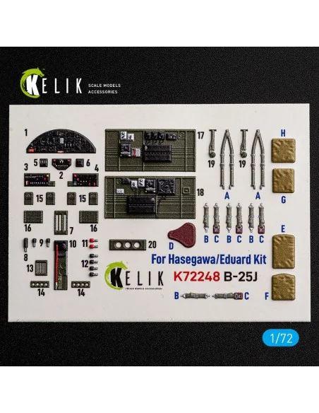 B-25J - interior 3D decals for Eduard, 1/72 - Kelik K72248