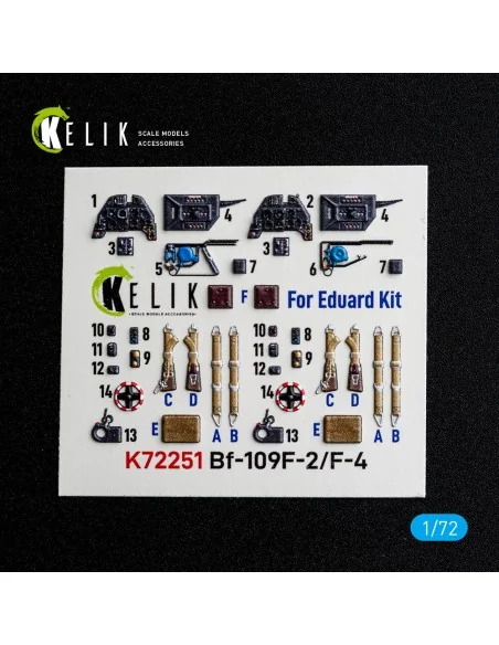 Bf-109 F-2/F-4 - interior 3D decals for Eduard, 1/72 - Kelik K72251