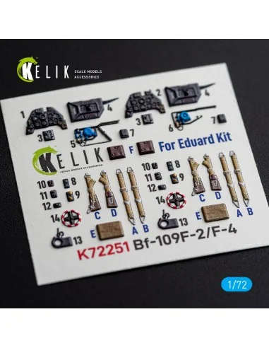 Bf-109 F-2/F-4 - interior 3D decals for Eduard, 1/72 - Kelik K72251