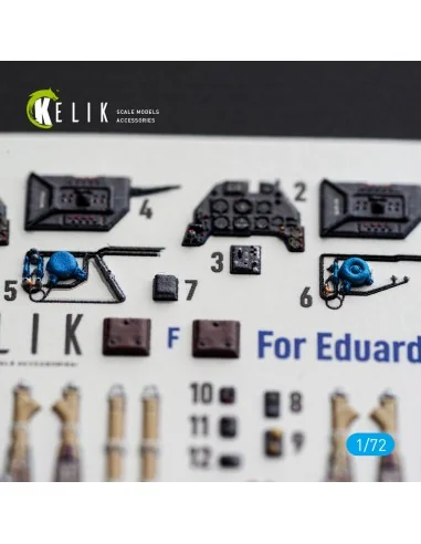 Bf-109 F-2/F-4 - interior 3D decals for Eduard, 1/72 - Kelik K72251