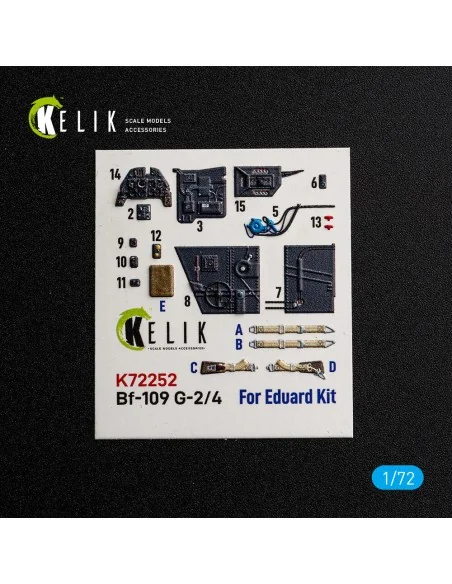 Bf-109 G-2/4 - interior 3D decals for Eduard, 1/72 - Kelik K72252