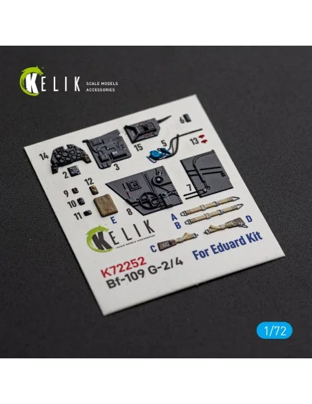 Bf-109 G-2/4 - interior 3D decals for Eduard, 1/72 - Kelik K72252