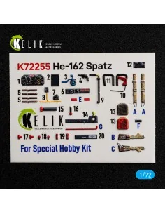 He-162 Spatz - interior 3D decals for Special Hobby, 1/72 - Kelik K...