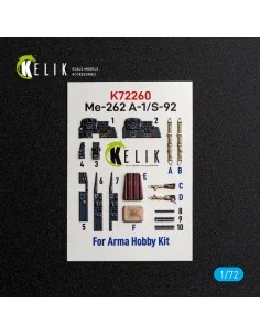 Me-262 A-1/S-92 - interior 3D decals for Arma Hobby, 1/72 - Kelik K...