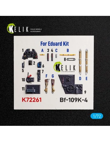 Bf-109K-4 - interior 3D decals for Eduard, 1/72 - Kelik K72261