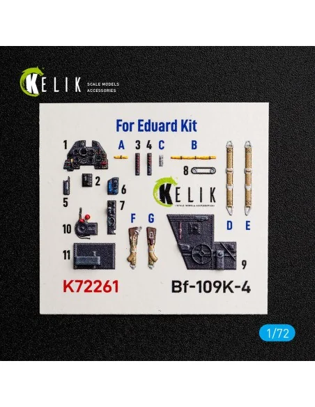 Bf-109K-4 - interior 3D decals for Eduard, 1/72 - Kelik K72261