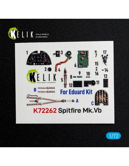 Spitfire Mk.Vb - interior 3D decals for Eduard, 1/72 - Kelik K72262