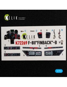 F-8II Finback-B - interior 3D decals for Trumpeter, 1/72 - Kelik K7...