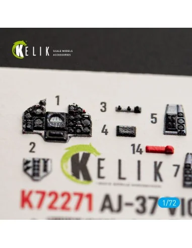 AJ-37 Viggen - interior 3D decals for Special Hobby, 1/72 - Kelik K...