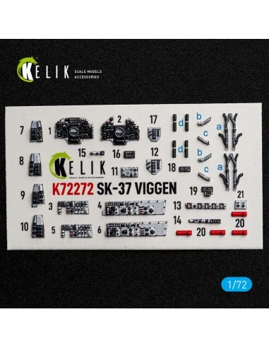 SK-37 Viggen - interior 3D decals for Special Hobby, 1/72 - Kelik K...