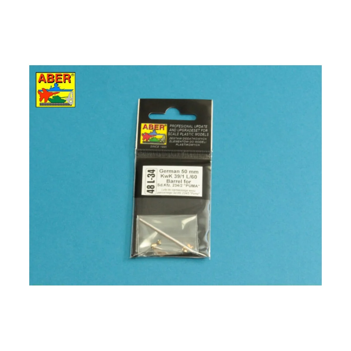 German 50mm KwK39/1 L/60 Barrel for Sd.Kfz.234/2 PUMA - Aber Models...