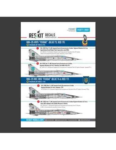 MiG-25RBT, RBF, RBS Foxbat (Blue 73, Blue 74, Red 17, Red 19) Ukrai...