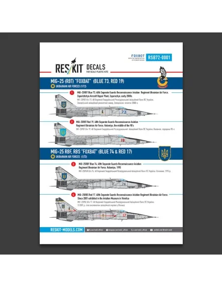 MiG-25RBT, RBF, RBS Foxbat (Blue 73, Blue 74, Red 17, Red 19) Ukrai...