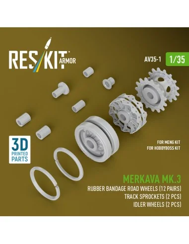 Merkava Mk.3 rubber bandage road wheels (12 pairs), track sprockets...