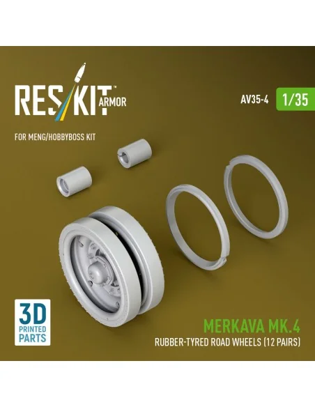 Merkava Mk.4 rubber-tyred road wheels (12 pairs) (3D Printed) for M...