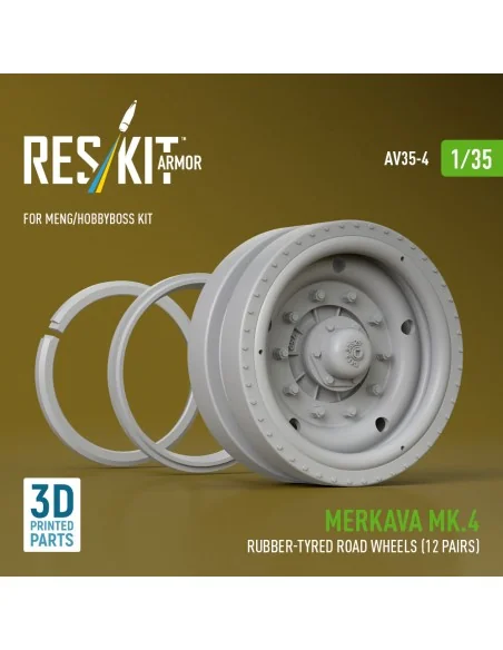 [NO_DESC] Merkava Mk.4 rubber-tyred road wheels (12 pairs) (3D Prin...