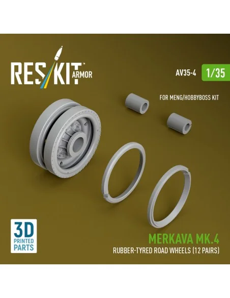 Merkava Mk.4 rubber-tyred road wheels (12 pairs) (3D Printed) for M...