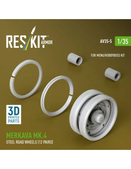Merkava Mk.4 steel road wheels (12 pairs) (3D Printed) for Meng / H...
