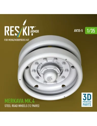 Merkava Mk.4 steel road wheels (12 pairs) (3D Printed) for Meng / H...
