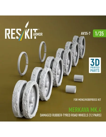 Merkava Mk.4 damaged rubber-tyred road wheels (12 pairs) (3D Printe...
