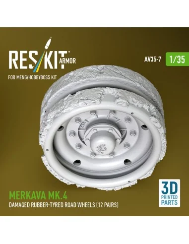 Merkava Mk.4 damaged rubber-tyred road wheels (12 pairs) (3D Printe...