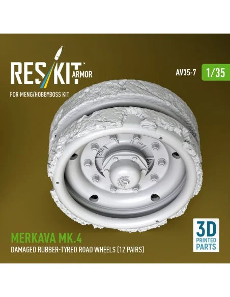 Merkava Mk.4 damaged rubber-tyred road wheels (12 pairs) (3D Printe...