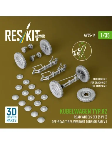 Kubelwagen typ.82 road wheels set (5 pcs) off-road tires w/front to...