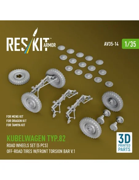 Kubelwagen typ.82 road wheels set (5 pcs) off-road tires w/front to...