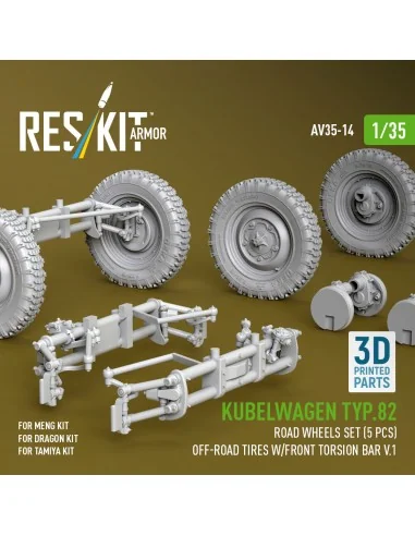 Kubelwagen typ.82 road wheels set (5 pcs) off-road tires w/front to...