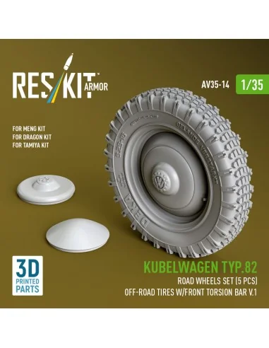 Kubelwagen typ.82 road wheels set (5 pcs) off-road tires w/front to...