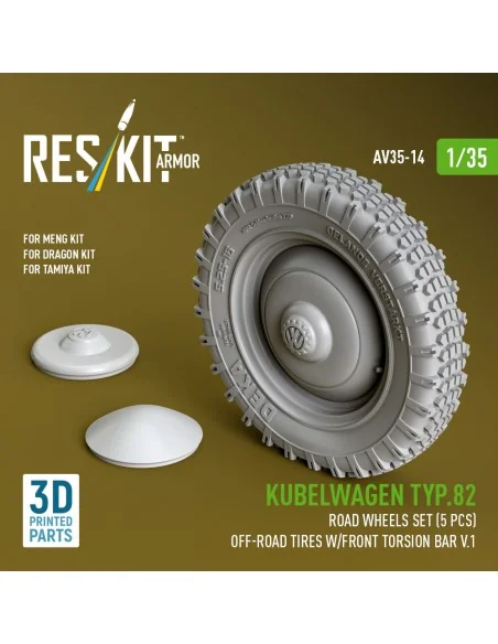 Kubelwagen typ.82 road wheels set (5 pcs) off-road tires w/front to...