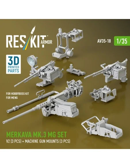 Merkava Mk.3 MG set, V2 (3 pcs) + machine gun mounts (3 pcs) for Me...