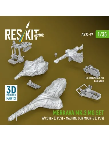 Merkava Mk.3 MG set w\cover (3 pcs) + machine gun mounts (3 pcs) fo...