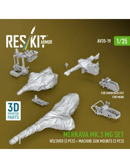 Merkava Mk.3 MG set w\cover (3 pcs) + machine gun mounts (3 pcs) fo...