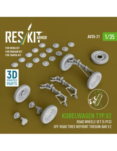 Kubelwagen typ.82 road wheels set (5 pcs) off-road tires w/front to...
