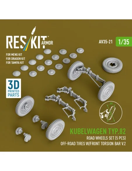 Kubelwagen typ.82 road wheels set (5 pcs) off-road tires w/front to...