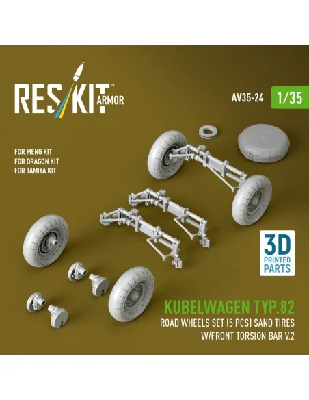 Kubelwagen typ.82 road wheels set (5 pcs) sand tires w/front torsio...