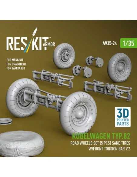 Kubelwagen typ.82 road wheels set (5 pcs) sand tires w/front torsio...