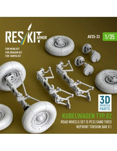 Kubelwagen typ.82 road wheels set (5 pcs) sand tires w/front torsio...