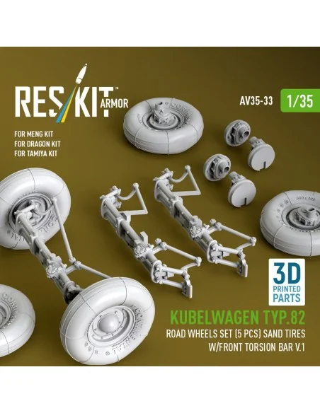 Kubelwagen typ.82 road wheels set (5 pcs) sand tires w/front torsio...