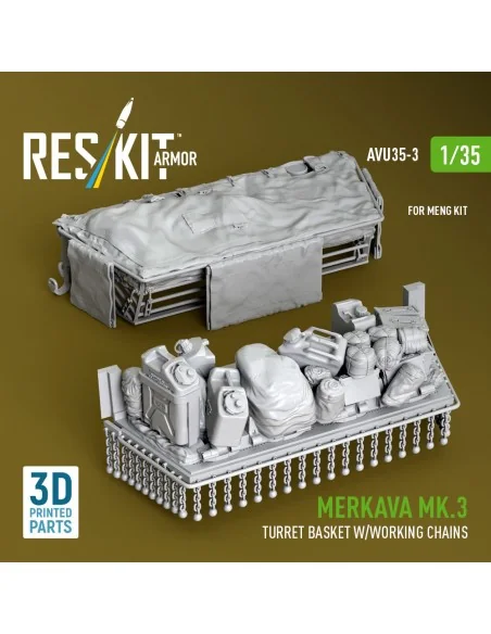 Merkava Mk.3 turret basket w/working chains for Meng kit (3D Printe...