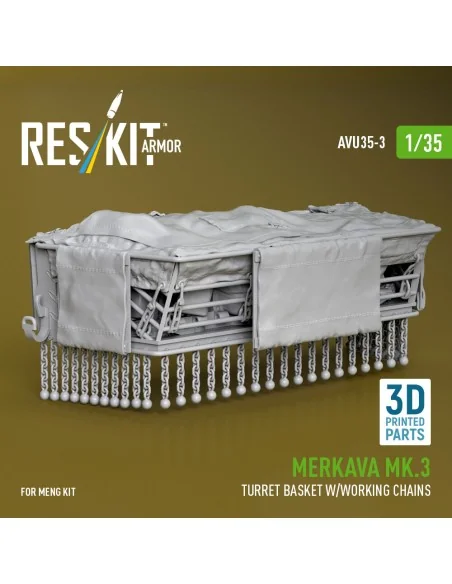 Merkava Mk.3 turret basket w/working chains for Meng kit (3D Printe...