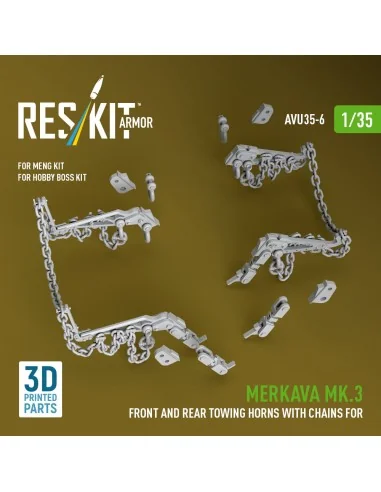 Merkava Mk.3 front and rear towing horns with chains for Meng/Hobby...