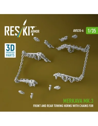 Merkava Mk.3 front and rear towing horns with chains for Meng/Hobby...